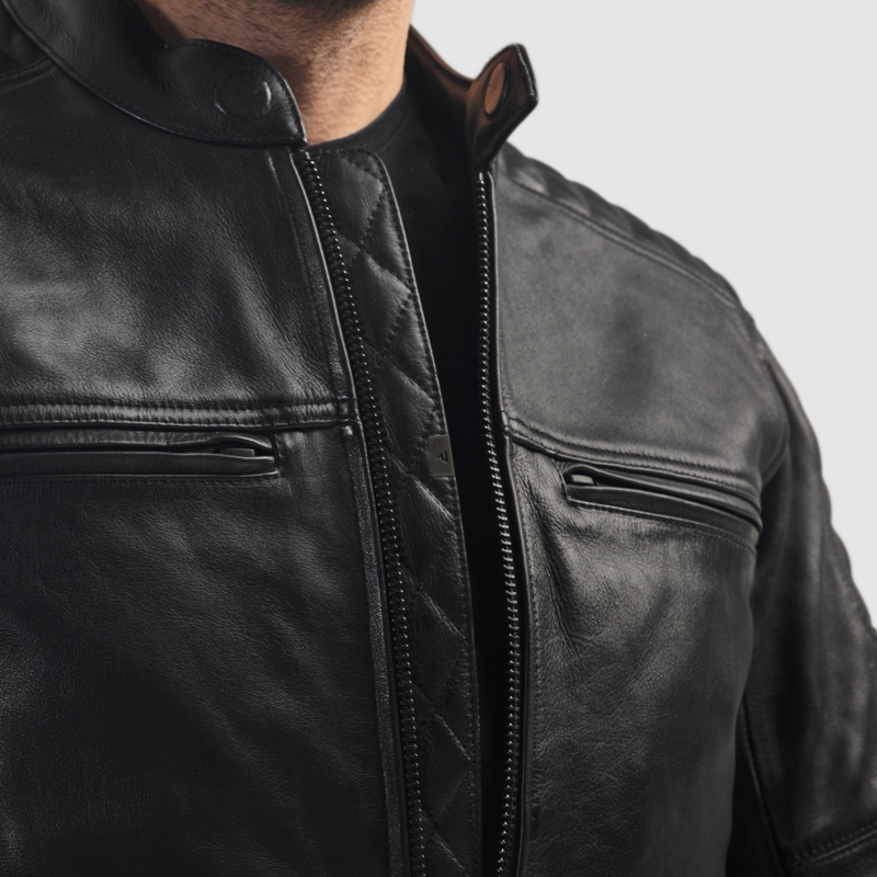 Giacca da motociclista in pelle Rebelhorn Hunter II nera