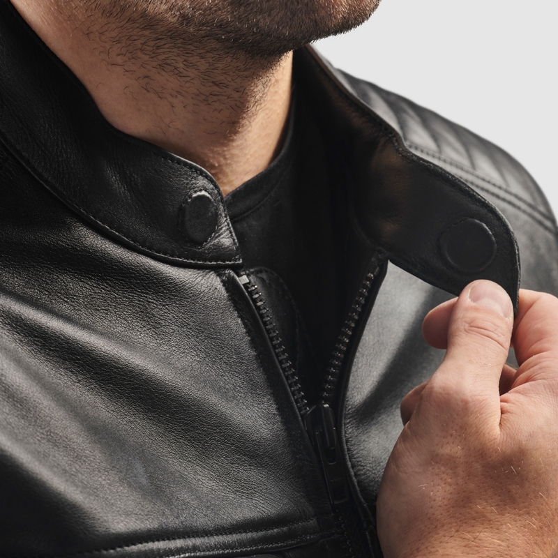 Giacca da motociclista in pelle Rebelhorn Hunter II nera