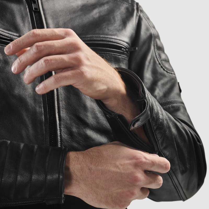 Giacca da motociclista in pelle Rebelhorn Hunter II nera