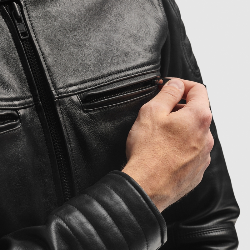 Giacca da motociclista in pelle Rebelhorn Hunter II nera