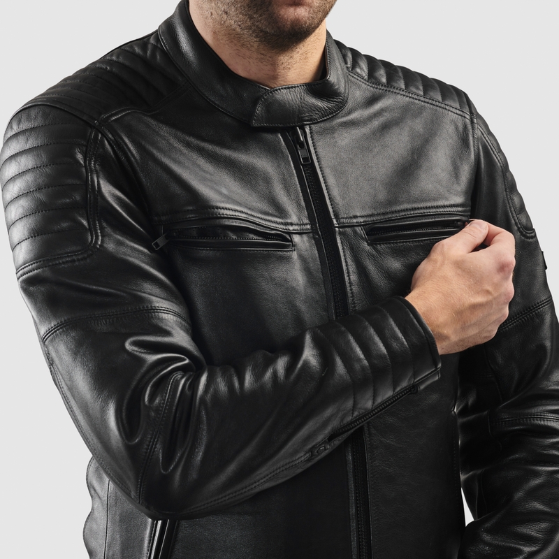 Giacca da motociclista in pelle Rebelhorn Hunter II nera