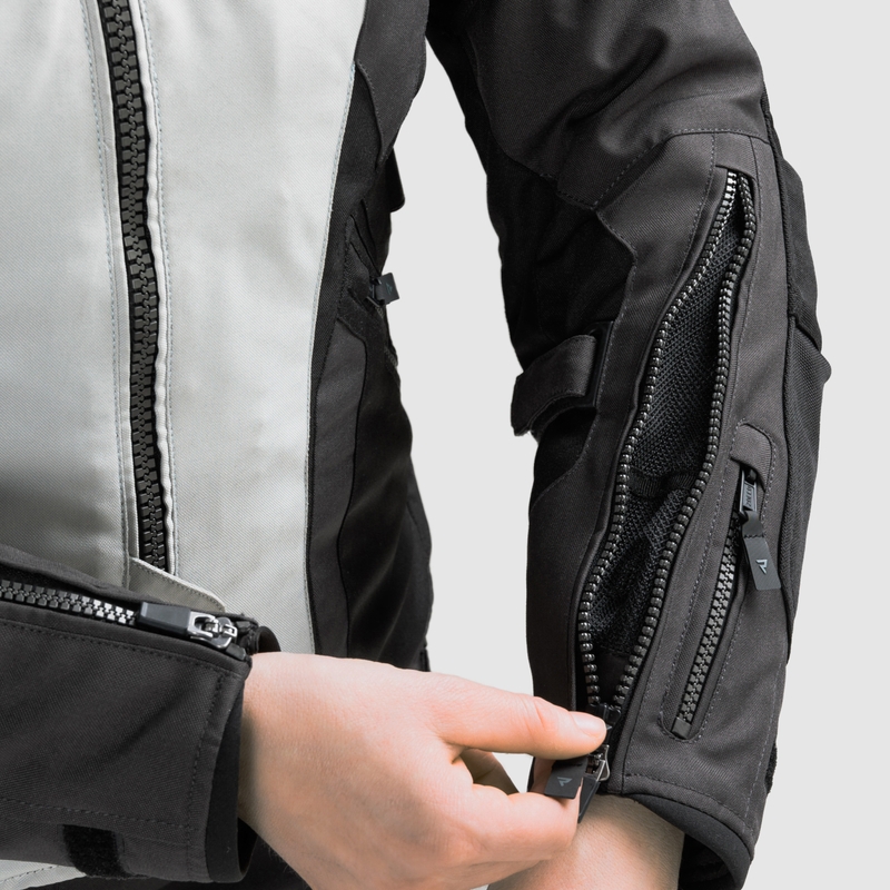 Giacca da motociclista da donna Rebelhorn Hiker IV nero-grigio-giallo fluo