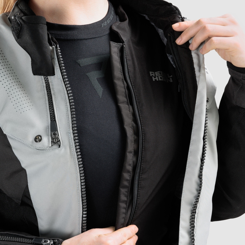 Giacca da motociclista da donna Rebelhorn Hiker IV nero-grigio-giallo fluo