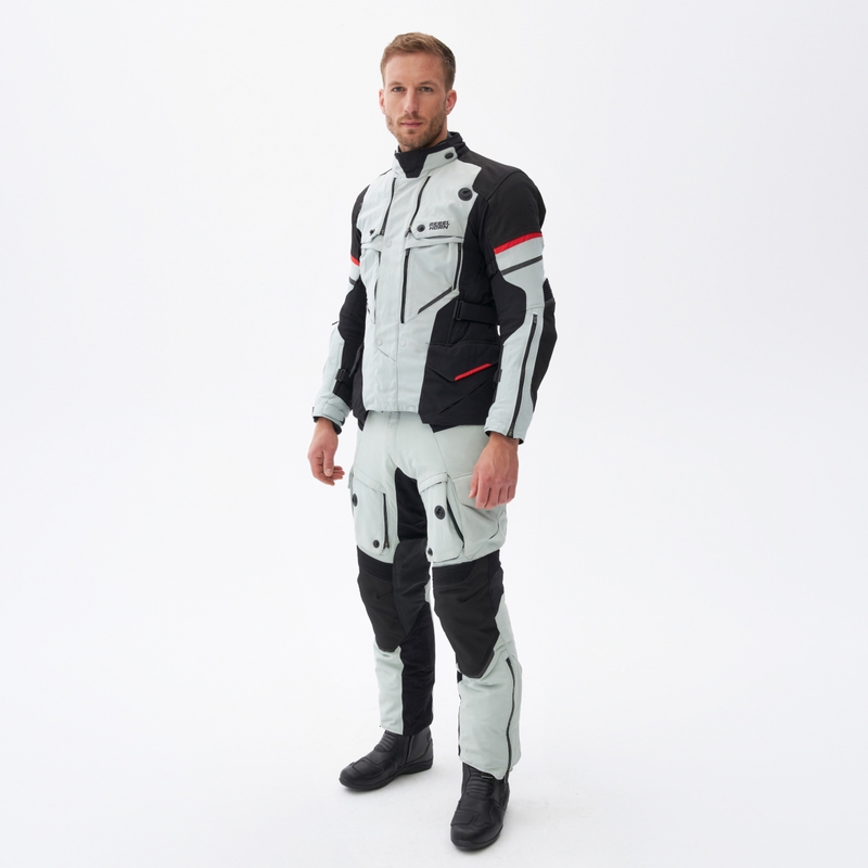 Giacca da moto Rebelhorn Range grigio-nero-rosso