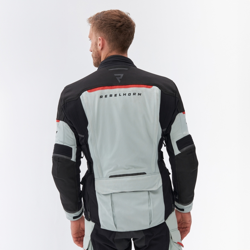 Giacca da moto Rebelhorn Range grigio-nero-rosso