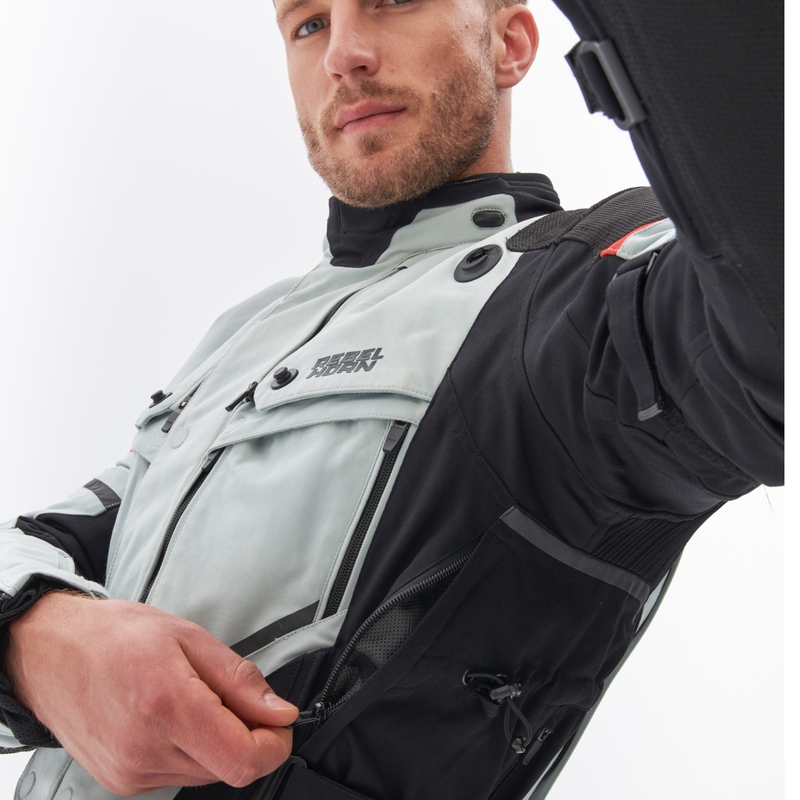 Giacca da moto Rebelhorn Range grigio-nero-rosso