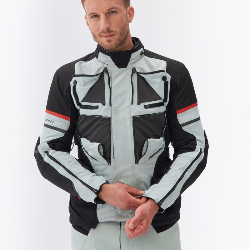 Giacca da moto Rebelhorn Range grigio-nero-rosso