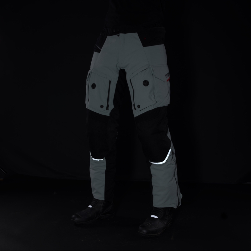 Pantaloni da moto Rebelhorn Range grigio-nero-rosso