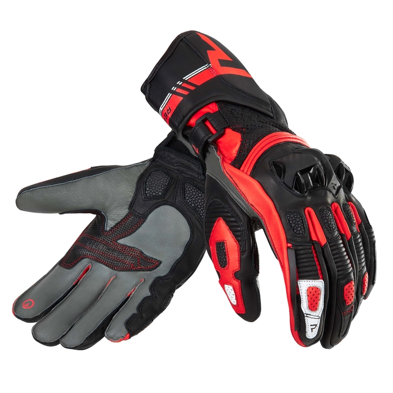 Guanti moto Rebelhorn ST Long nero-grigio-rosso fluo Saldi