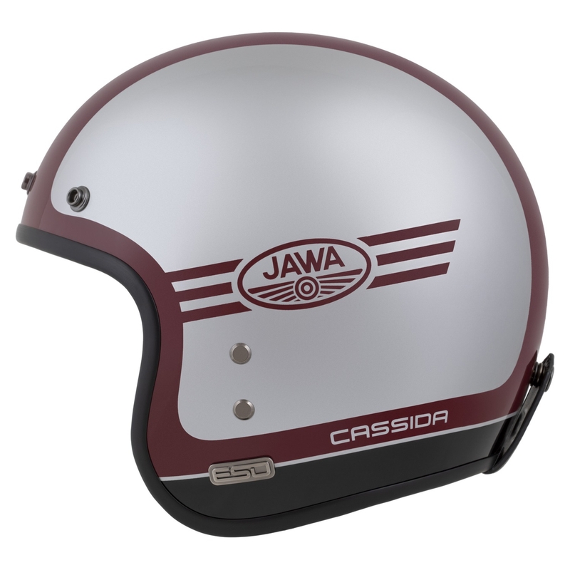 Casco aperto Cassida Eso Jawa Panel Rosso-Argento-Nero