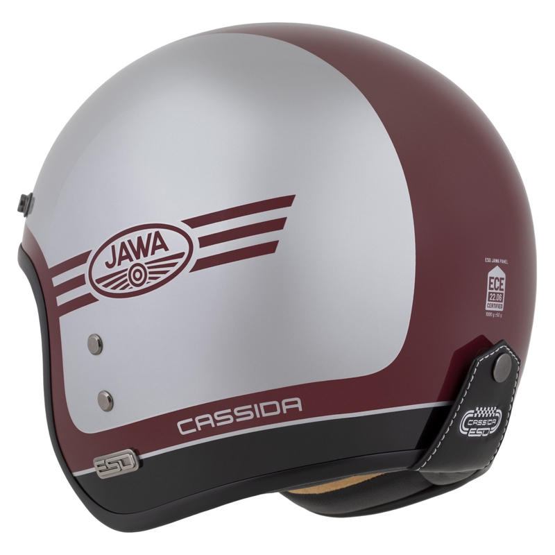 Casco aperto Cassida Eso Jawa Panel Rosso-Argento-Nero