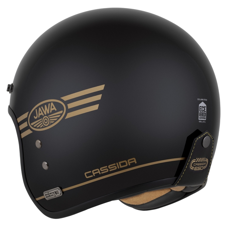 Casco jet Cassida Eso Jawa Pérák nero perla-oro