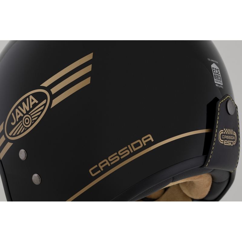 Casco jet Cassida Eso Jawa Pérák nero perla-oro
