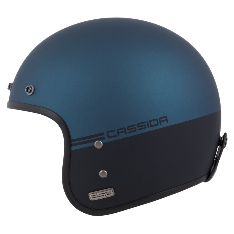 Casco Open Face Cassida Eso Super Hooligan Nero Opaco-Blu Metallizzato