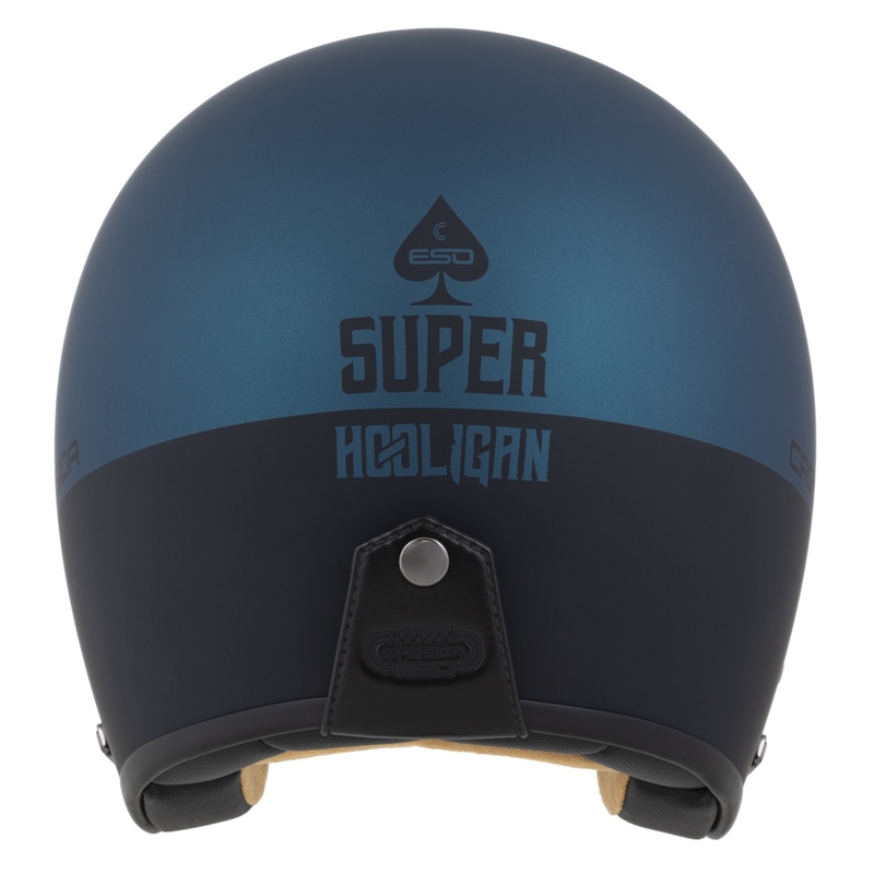 Casco Open Face Cassida Eso Super Hooligan Nero Opaco-Blu Metallizzato