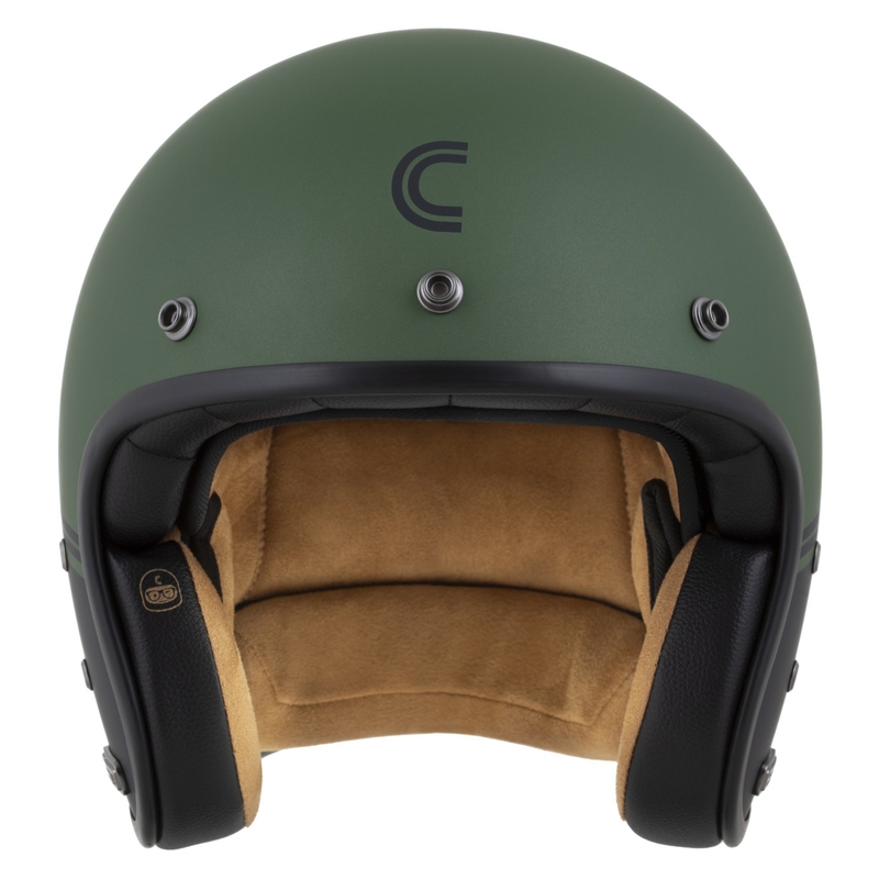 Casco jet Cassida Eso Super Hooligan nero opaco-verde metallizzato