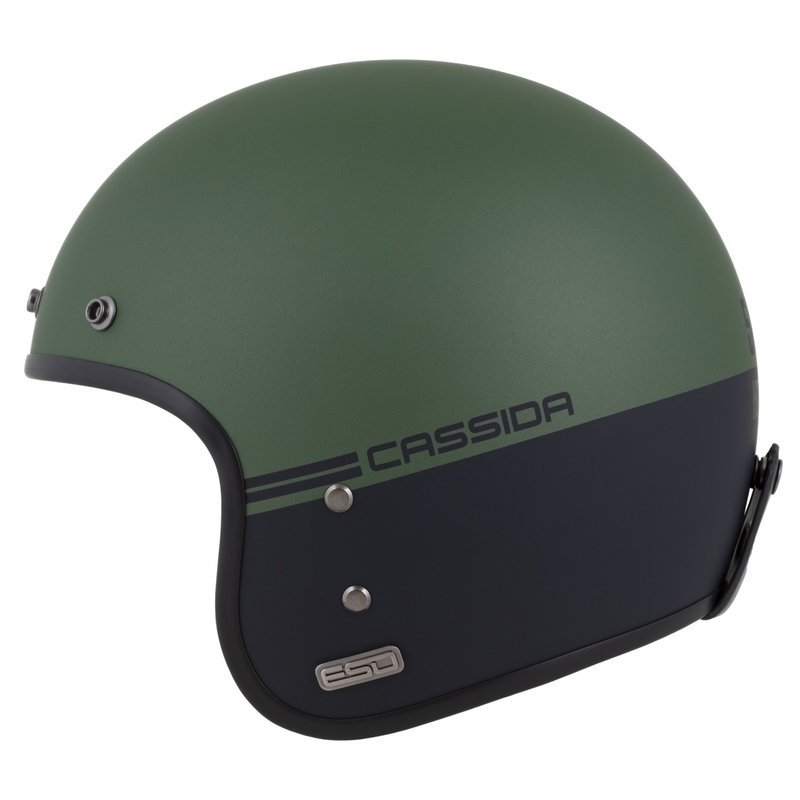 Casco jet Cassida Eso Super Hooligan nero opaco-verde metallizzato