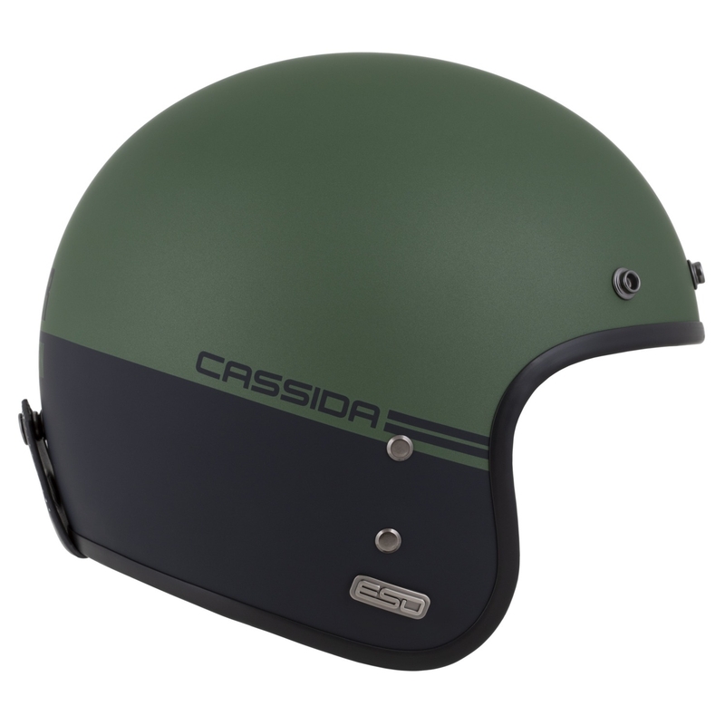 Casco jet Cassida Eso Super Hooligan nero opaco-verde metallizzato