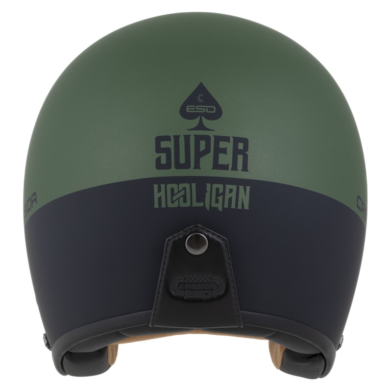 Casco jet Cassida Eso Super Hooligan nero opaco-verde metallizzato