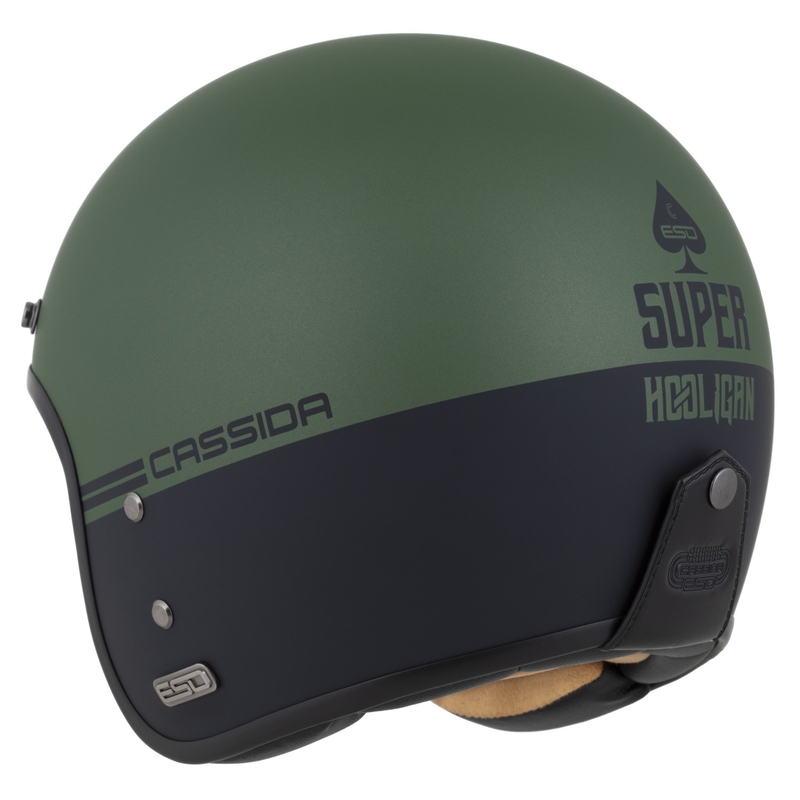 Casco jet Cassida Eso Super Hooligan nero opaco-verde metallizzato