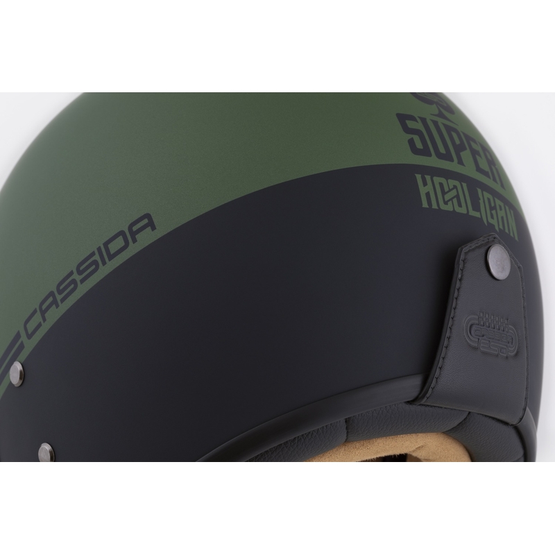 Casco jet Cassida Eso Super Hooligan nero opaco-verde metallizzato