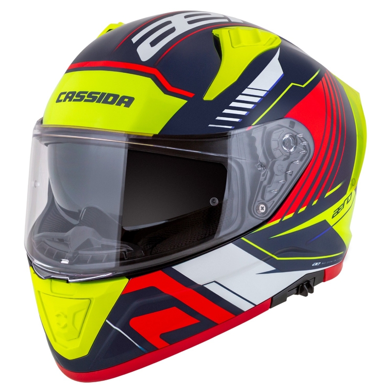 Casco moto integrale Cassida Aero Drome blu perla-giallo-arancio-rosso-bianco