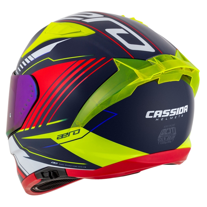 Casco moto integrale Cassida Aero Drome blu perla-giallo-arancio-rosso-bianco