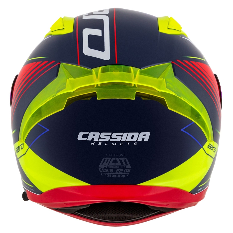 Casco moto integrale Cassida Aero Drome blu perla-giallo-arancio-rosso-bianco