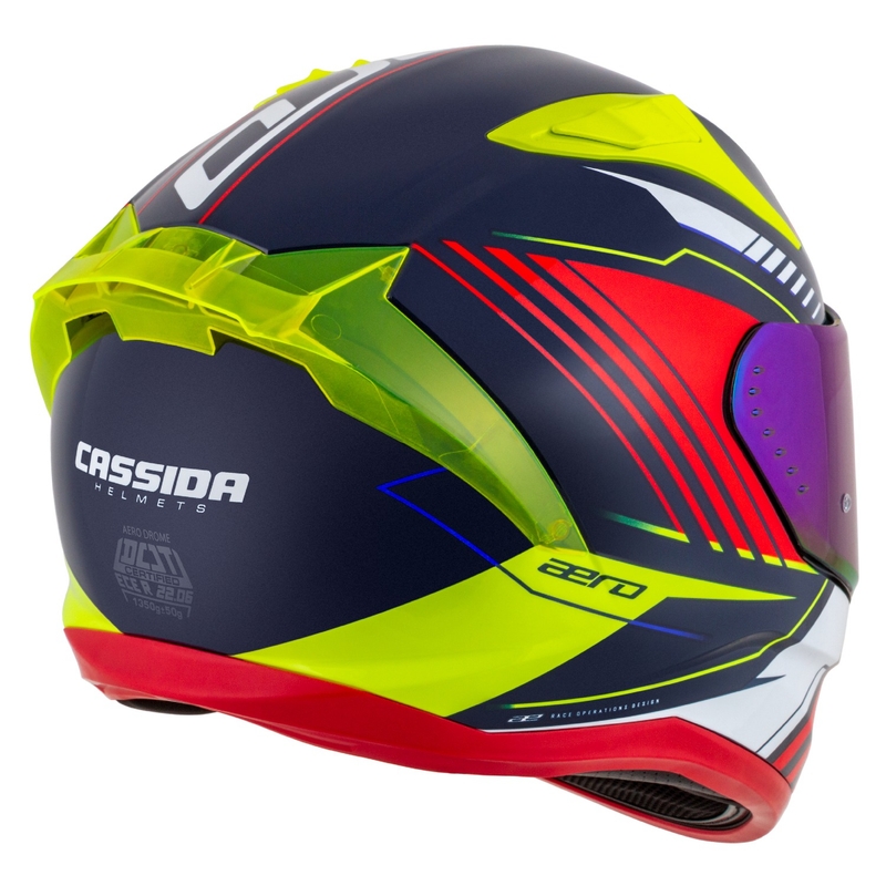 Casco moto integrale Cassida Aero Drome blu perla-giallo-arancio-rosso-bianco