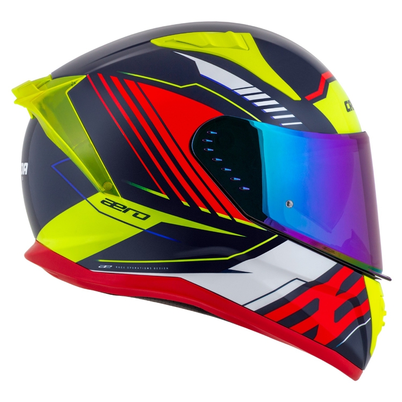 Casco moto integrale Cassida Aero Drome blu perla-giallo-arancio-rosso-bianco