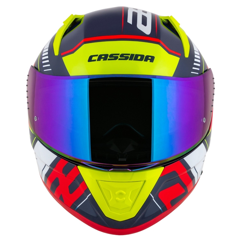 Casco moto integrale Cassida Aero Drome blu perla-giallo-arancio-rosso-bianco