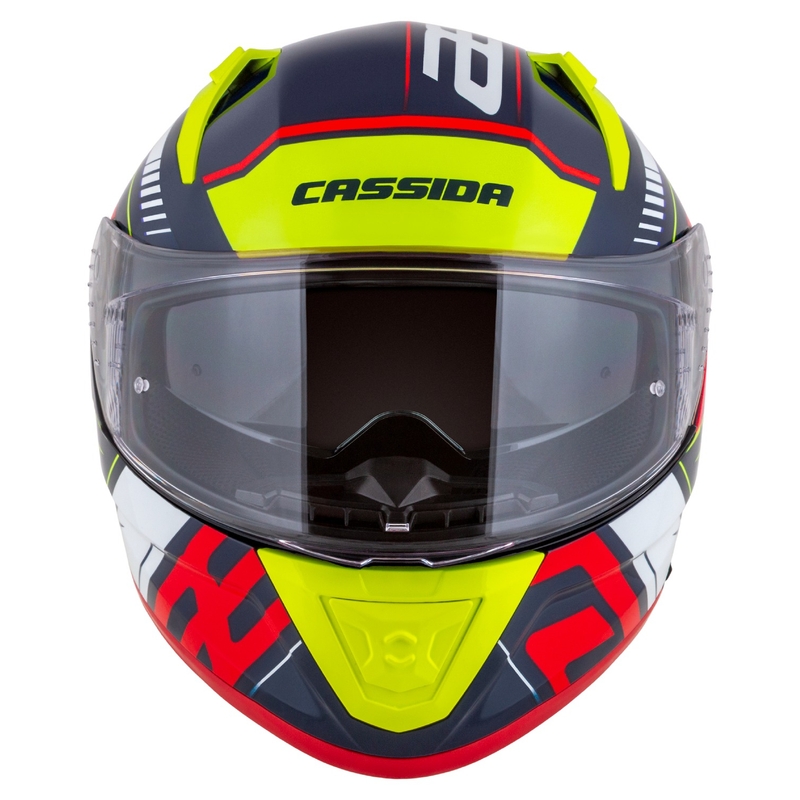 Casco moto integrale Cassida Aero Drome blu perla-giallo-arancio-rosso-bianco