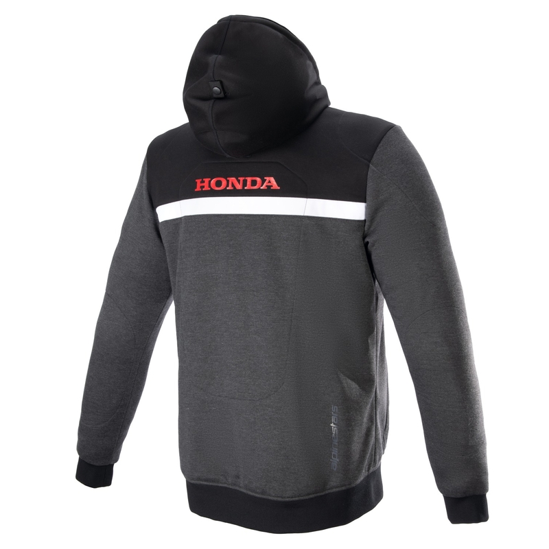 Felpa da motocicletta Alpinestars Chrome Street Hoodie Honda nera-grigia-rossa