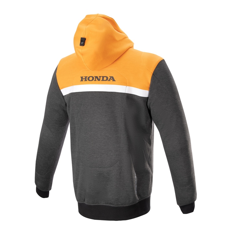 Felpa da motocicletta Alpinestars Chrome Street Hoodie Honda nera-grigia-arancione