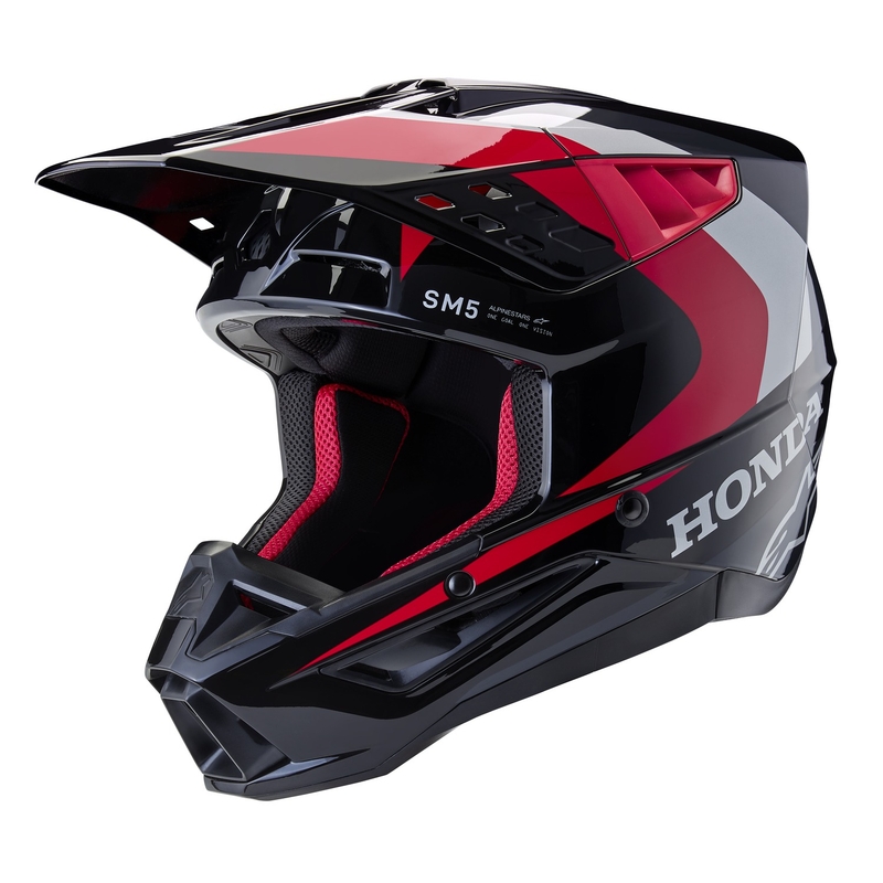 Casco da motocross Alpinestars S-M5 Honda collezione nero-rosso-grigio