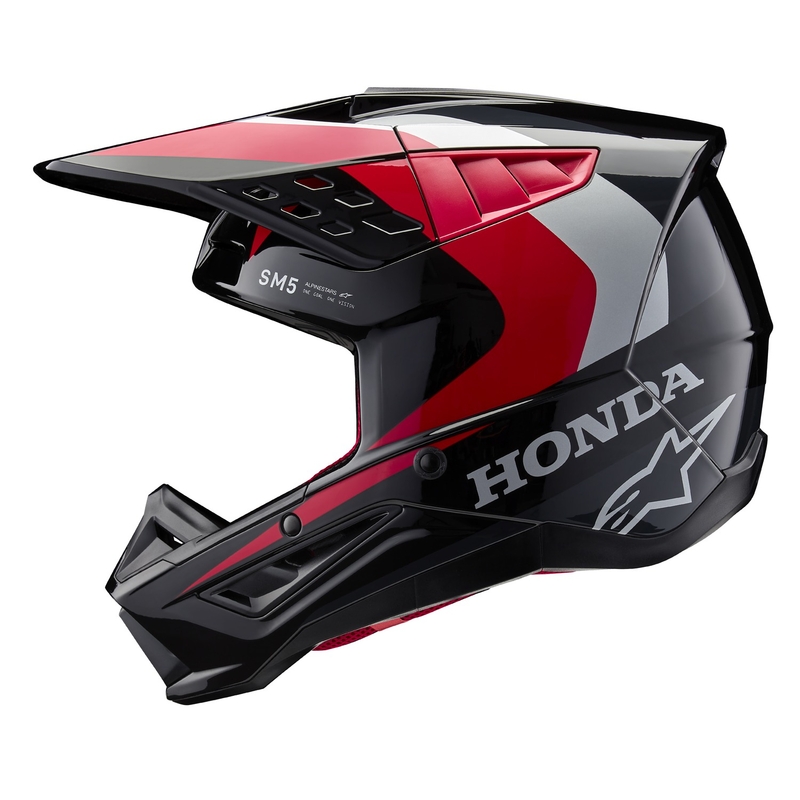 Casco da motocross Alpinestars S-M5 Honda collezione nero-rosso-grigio