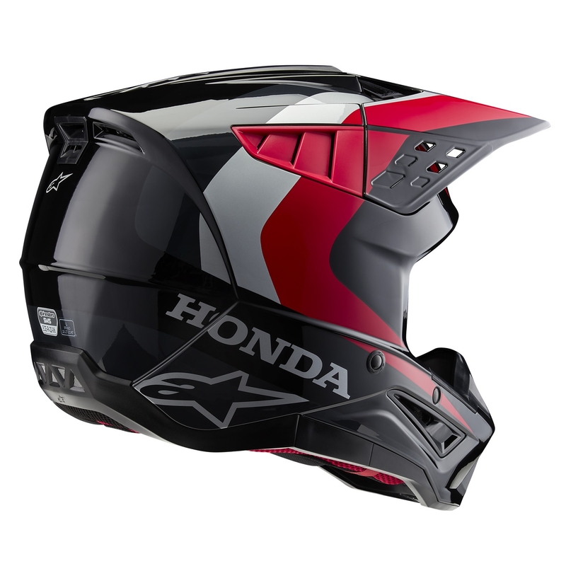 Casco da motocross Alpinestars S-M5 Honda collezione nero-rosso-grigio