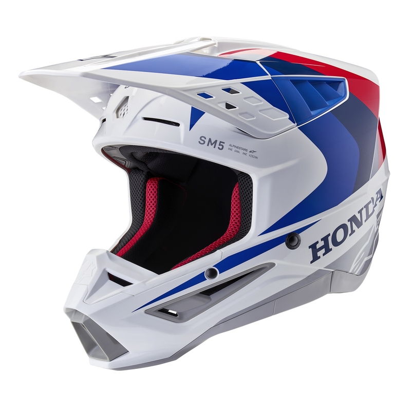 Casco da motocross Alpinestars S-M5 Honda collezione bianco-blu-rosso