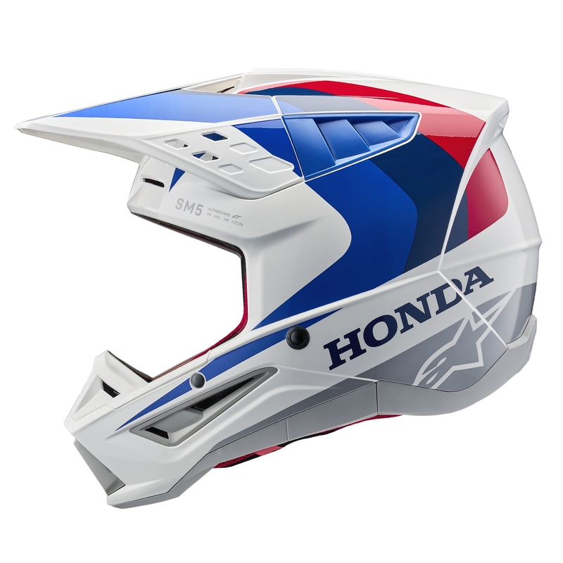 Casco da motocross Alpinestars S-M5 Honda collezione bianco-blu-rosso