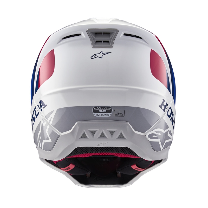 Casco da motocross Alpinestars S-M5 Honda collezione bianco-blu-rosso