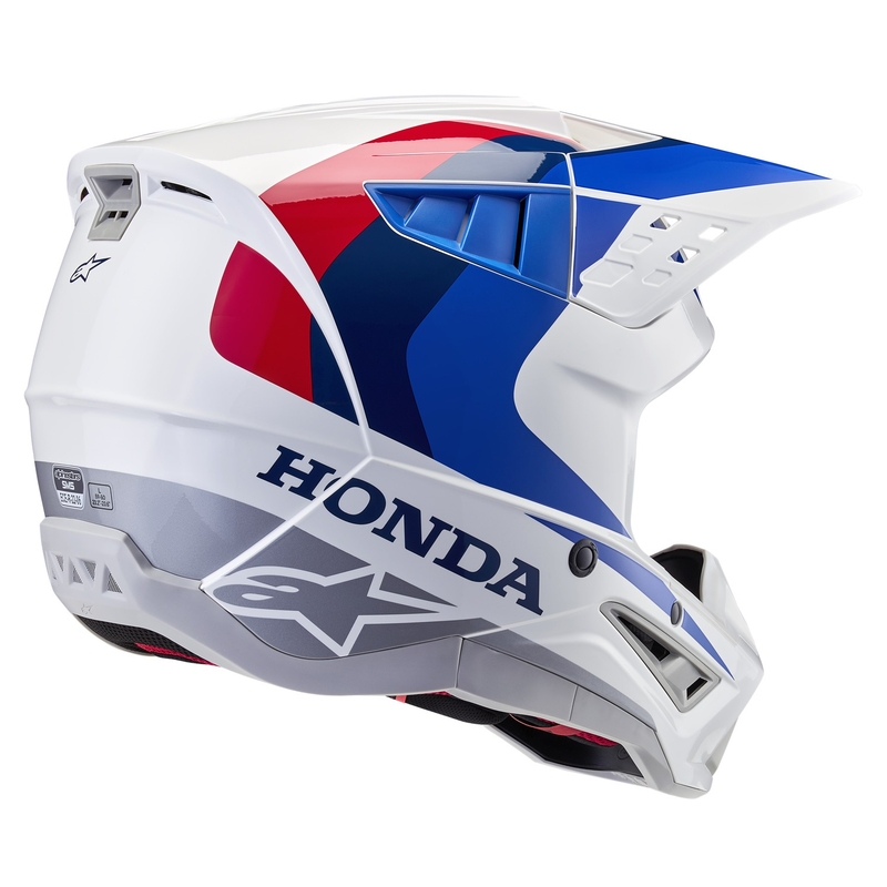 Casco da motocross Alpinestars S-M5 Honda collezione bianco-blu-rosso