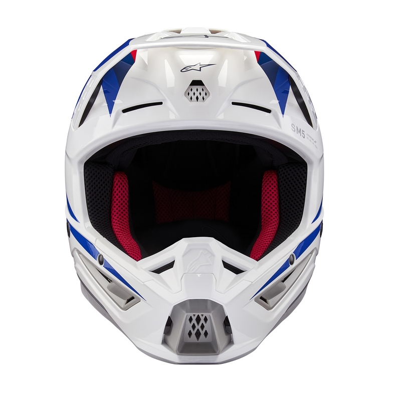Casco da motocross Alpinestars S-M5 Honda collezione bianco-blu-rosso