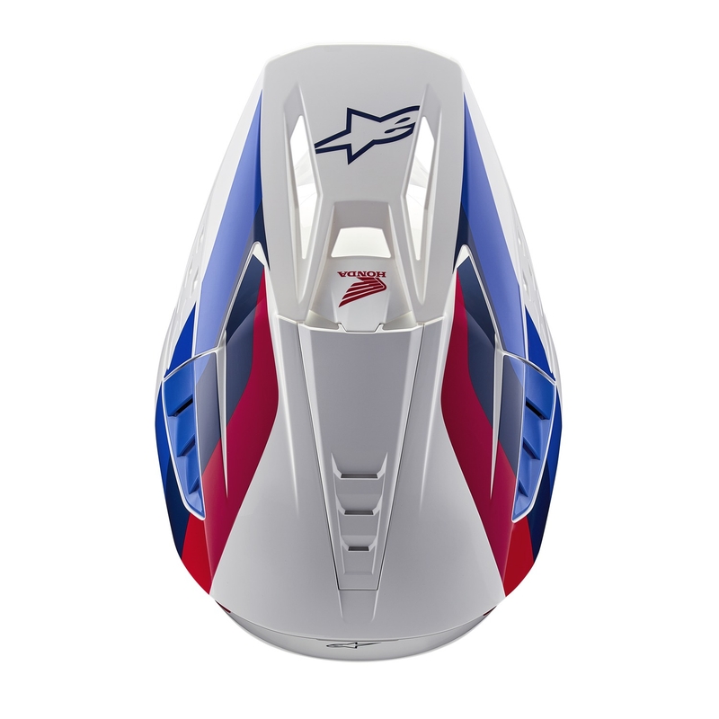 Casco da motocross Alpinestars S-M5 Honda collezione bianco-blu-rosso
