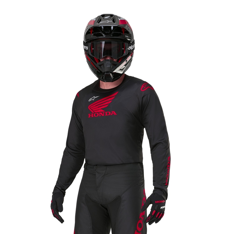 Maglia da motocross Alpinestars Racer Iconic Honda Collection nera-rossa