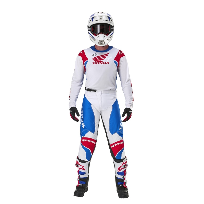 Pantaloni da motocross Alpinestars Racer Iconic Honda Collection bianco-blu-rosso-nero