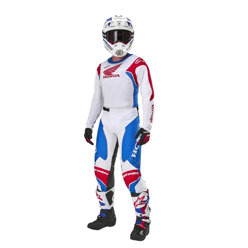 Pantaloni da motocross Alpinestars Racer Iconic Honda Collection bianco-blu-rosso-nero