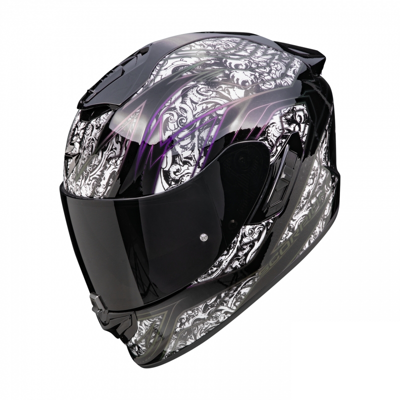 Casco moto integrale Scorpion EXO-1400 EVO II Air Fantasy bianco e nero Saldi