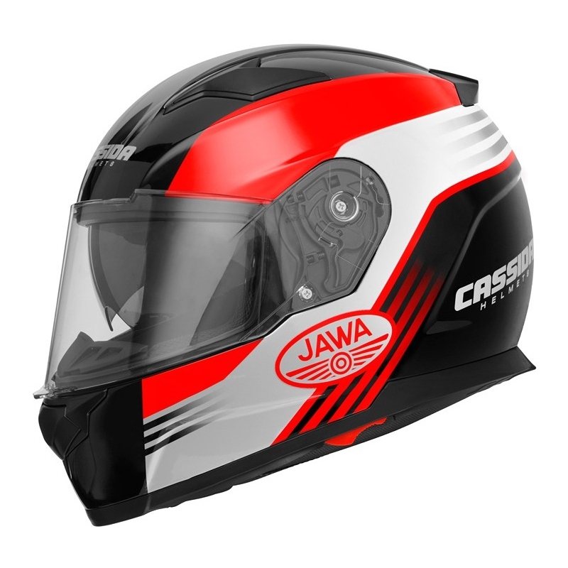 Casco moto Cassida Apex Jawa - rosso-nero-grigio