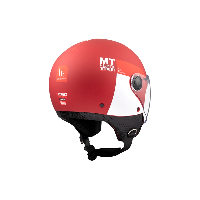 Casco moto aperto MT STREET INBOARD C5 rosso e bianco opaco