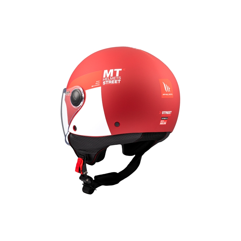 Casco moto aperto MT STREET INBOARD C5 rosso e bianco opaco